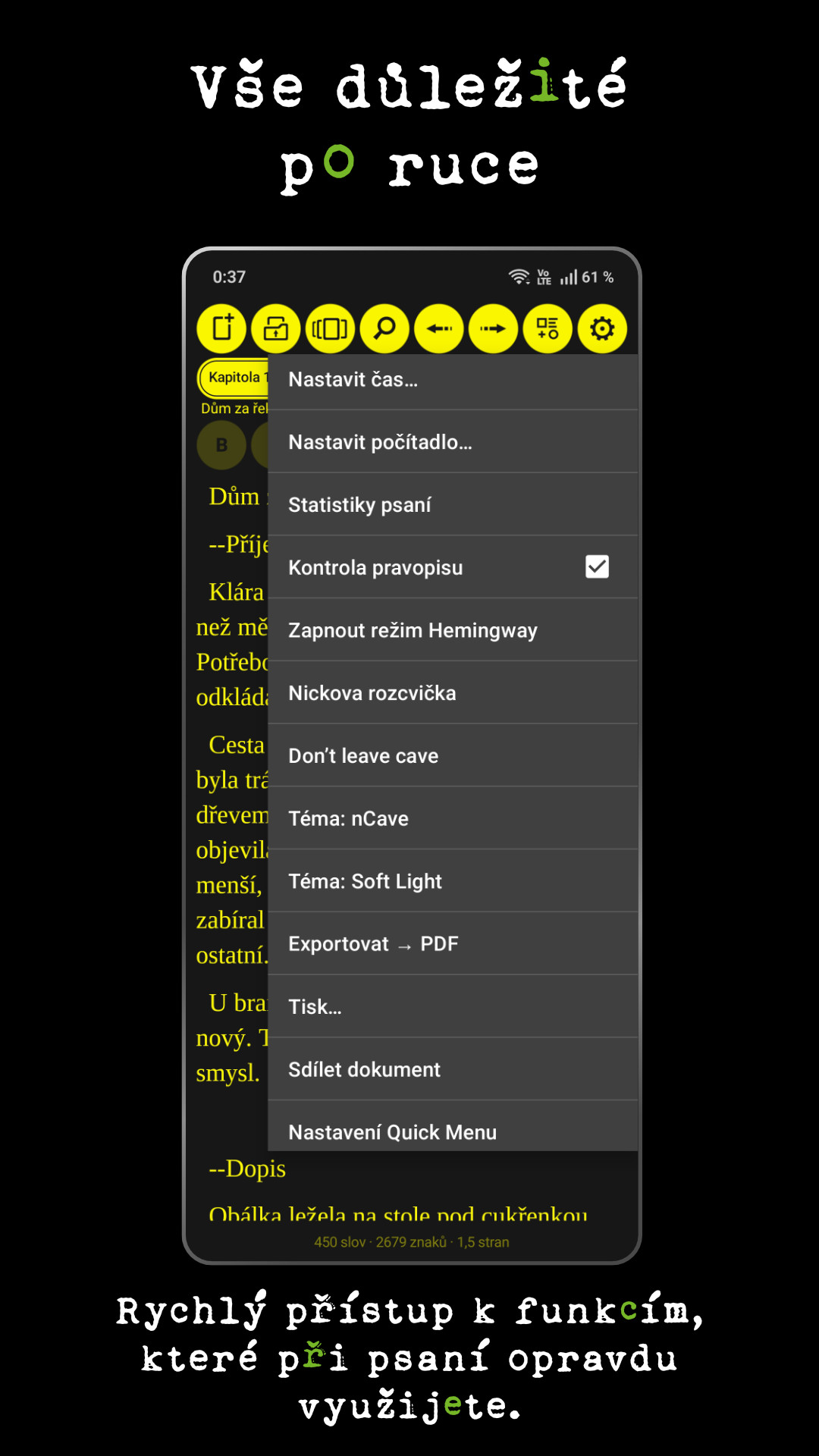 nCave quick menu screenshot